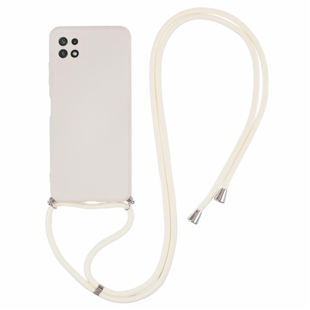 For Samsung Galaxy A22 5G (EU Version) Case Camera Protection TPU Phone Cover with Lanyard