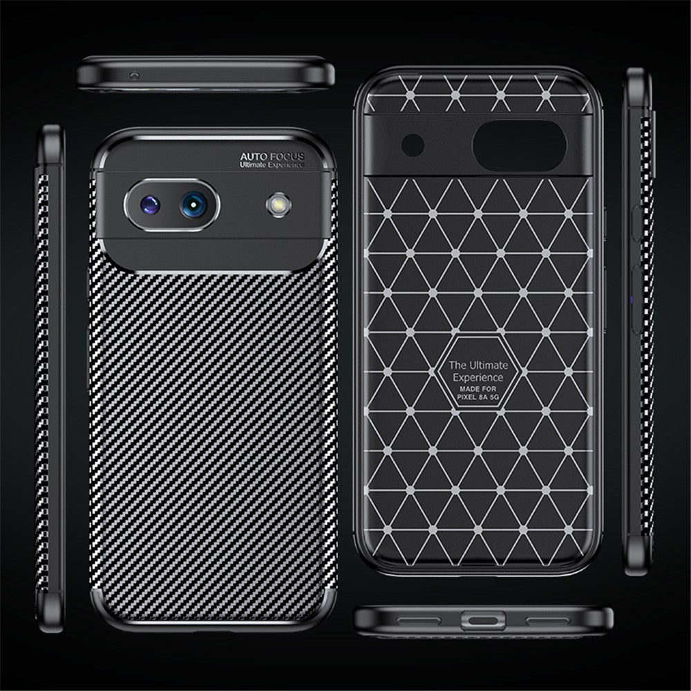 Til Google Pixel 8a Cover TPU Kulfiber Tekstur Stødsikkert Telefoncover