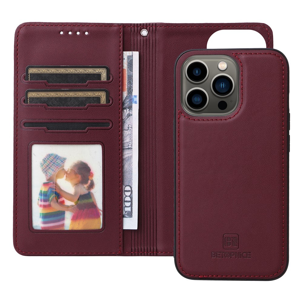 For iPhone 13 Pro Max Magnetic Case BETOPNICE Detachable PU Leather Phone Cover with Strap