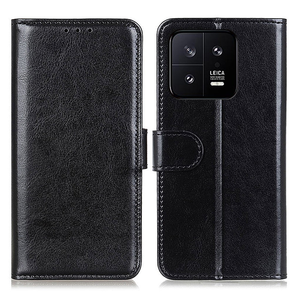 For Xiaomi 14 Case Crazy Horse Texture Phone Cover Magnetic Clasp PU Leather Wallet Shell