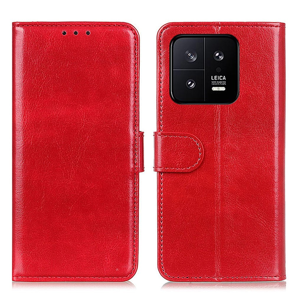 For Xiaomi 14 Case Crazy Horse Texture Phone Cover Magnetic Clasp PU Leather Wallet Shell