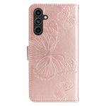 Til Samsung Galaxy A15 5G Pung Etui Blomster Sommerfugl Præget Læder Telefon Cover Stativ