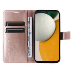 Til Samsung Galaxy A15 5G Pung Etui Blomster Sommerfugl Præget Læder Telefon Cover Stativ