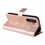 Til Samsung Galaxy A15 5G Pung Etui Blomster Sommerfugl Præget Læder Telefon Cover Stativ