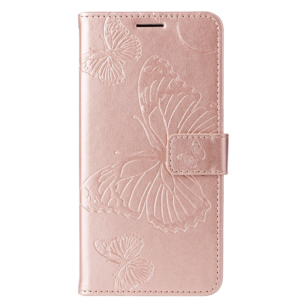 Til Samsung Galaxy A15 5G Pung Etui Blomster Sommerfugl Præget Læder Telefon Cover Stativ