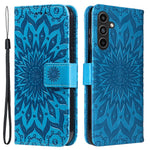 Til Samsung Galaxy A15 5G Telefoncover, Solsikke Præget Læderpung Standcover med Rem