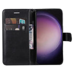 For Samsung Galaxy S24 Ultra Case Solid Color Leather Mobile Cover Wallet Stand with Strap