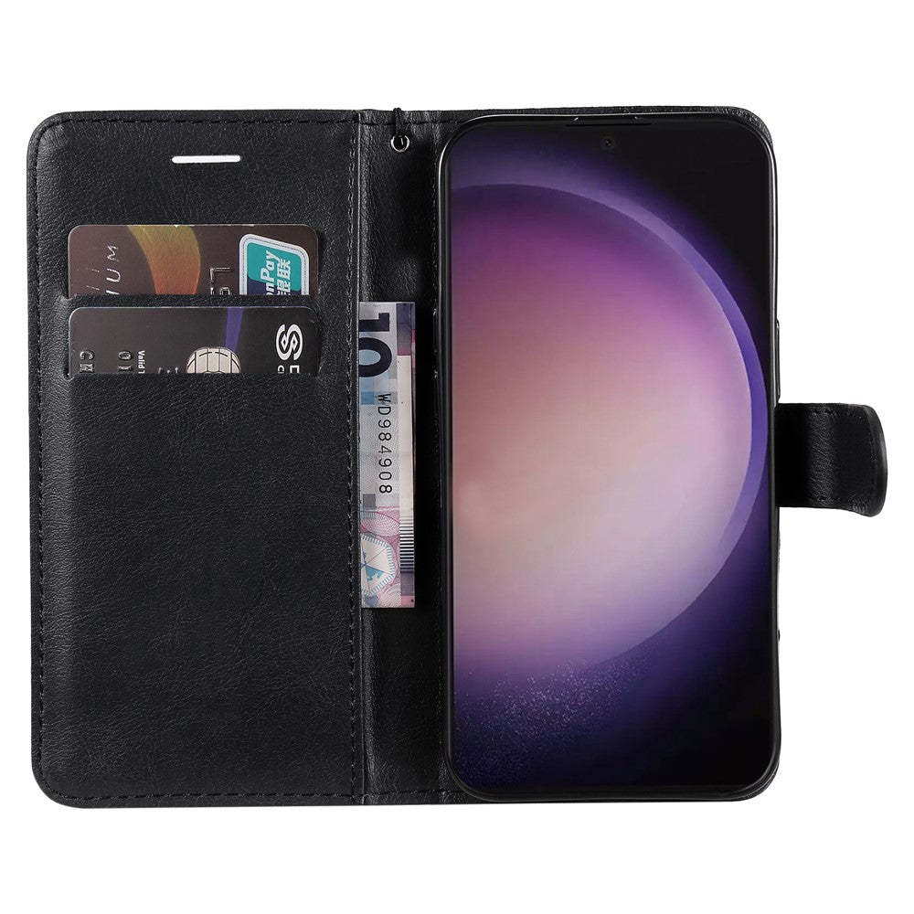 For Samsung Galaxy S24 Ultra Case Solid Color Leather Mobile Cover Wallet Stand with Strap