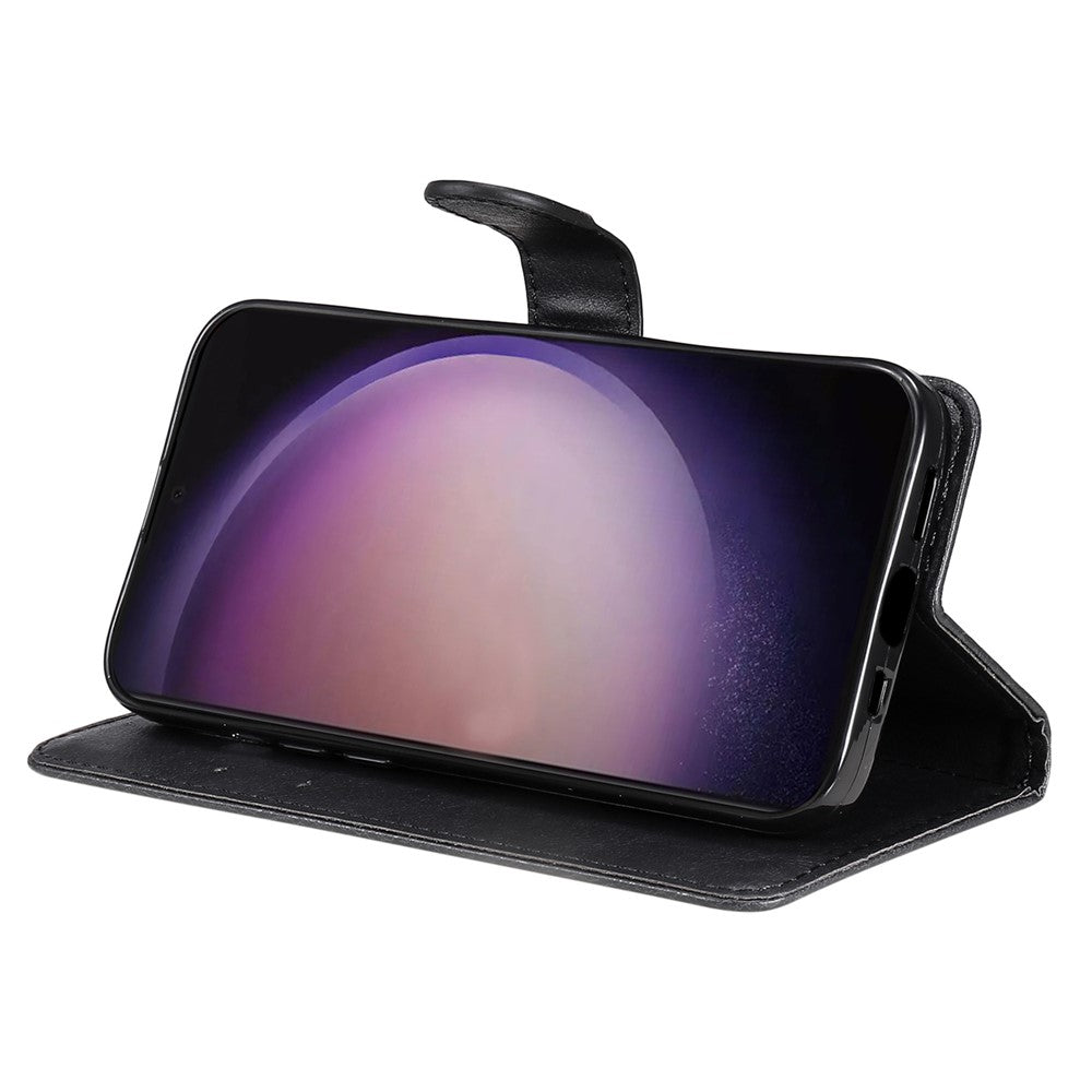 For Samsung Galaxy S24 Ultra Case Solid Color Leather Mobile Cover Wallet Stand with Strap