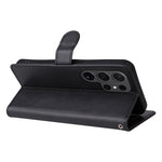 For Samsung Galaxy S24 Ultra Case Solid Color Leather Mobile Cover Wallet Stand with Strap