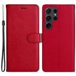 For Samsung Galaxy S24 Ultra Case Solid Color Leather Mobile Cover Wallet Stand with Strap