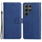 For Samsung Galaxy S24 Ultra Case Solid Color Leather Mobile Cover Wallet Stand with Strap