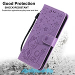 For Samsung Galaxy S25 / S24 Leather Case Cat Bee Pattern Phone Cover Wallet Stand with Strap