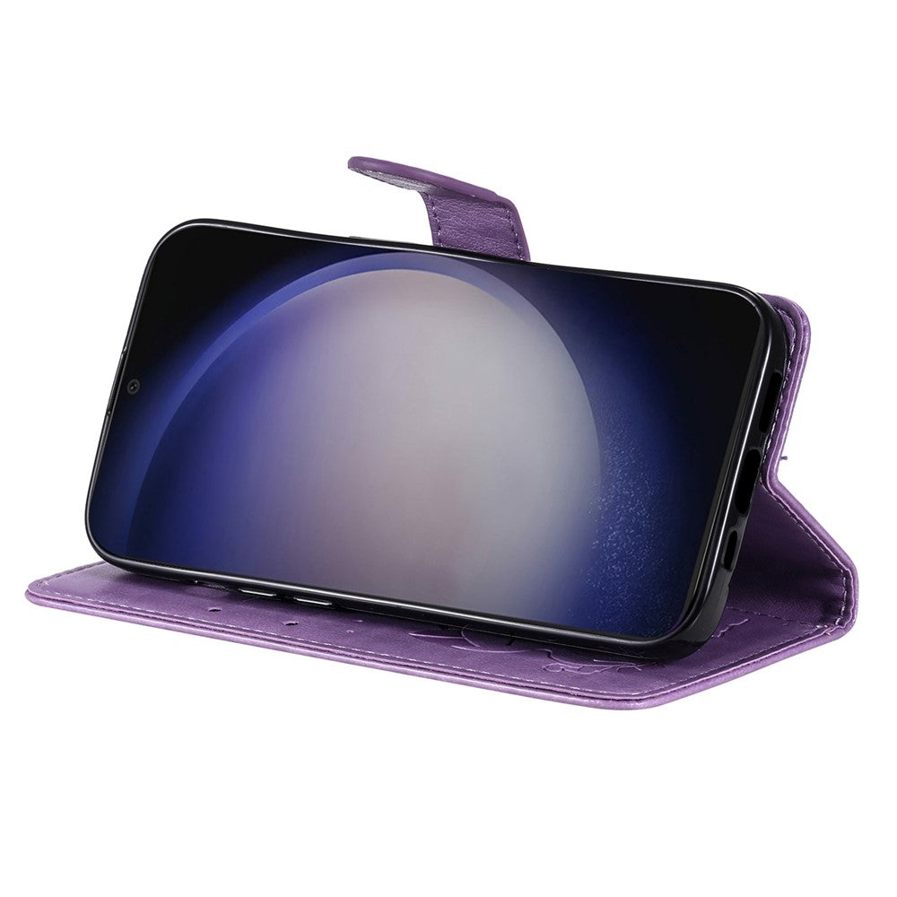 For Samsung Galaxy S25 / S24 Leather Case Cat Bee Pattern Phone Cover Wallet Stand with Strap