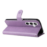 For Samsung Galaxy S25 / S24 Leather Case Cat Bee Pattern Phone Cover Wallet Stand with Strap