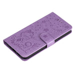 For Samsung Galaxy S25 / S24 Leather Case Cat Bee Pattern Phone Cover Wallet Stand with Strap