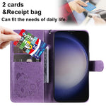 For Samsung Galaxy S25 / S24 Leather Case Cat Bee Pattern Phone Cover Wallet Stand with Strap