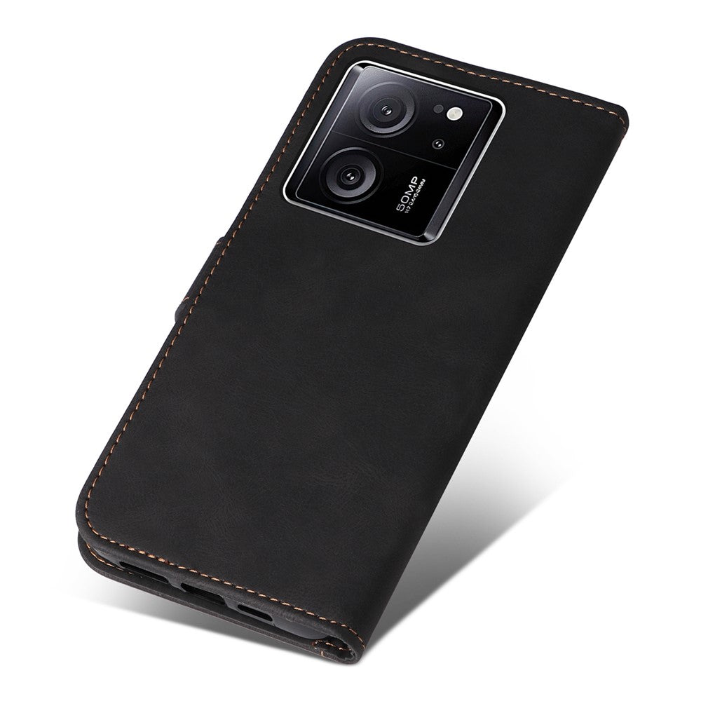 For Xiaomi 13T Pro / 13T / Redmi K60 Ultra Case Three-color Splicing Leather Wallet Cover Stand Phone Shell with Strap