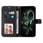 For Xiaomi 13T Pro / 13T / Redmi K60 Ultra Case Three-color Splicing Leather Wallet Cover Stand Phone Shell with Strap