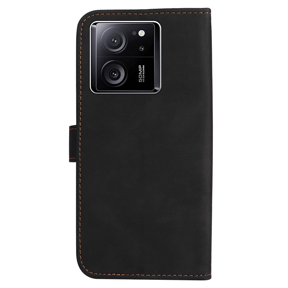 For Xiaomi 13T Pro / 13T / Redmi K60 Ultra Case Three-color Splicing Leather Wallet Cover Stand Phone Shell with Strap