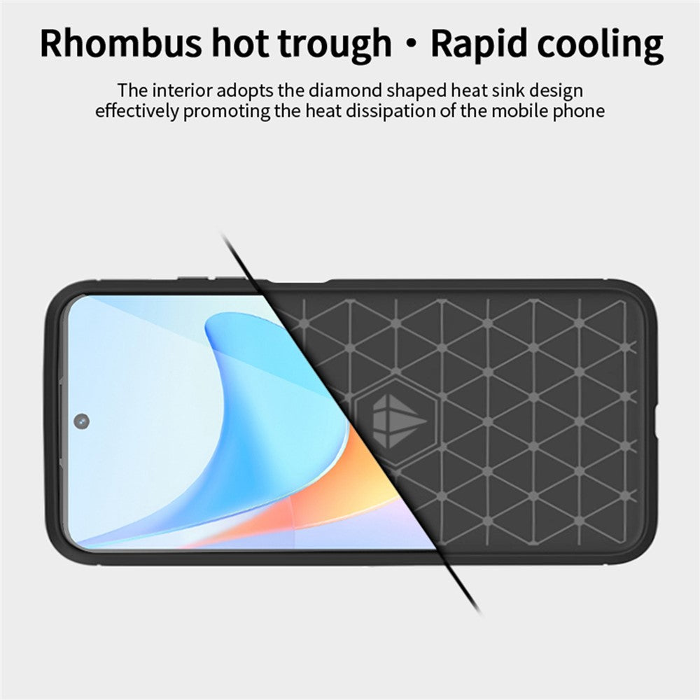 MOFI JK TPU Series-1 För Honor Play 50 Plus 5G Kolfiberstruktur Slim-Fit Skal TPU Mobilmobilskydd
