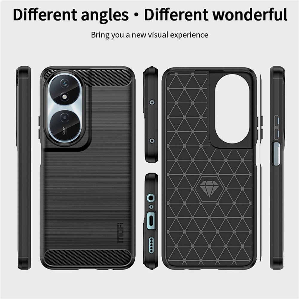MOFI JK TPU Series-1 För Honor Play 50 Plus 5G Kolfiberstruktur Slim-Fit Skal TPU Mobilmobilskydd