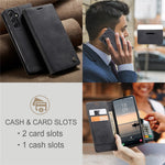 CASEME 013-serien för Samsung Galaxy S23 FE-skal i PU-läder, stativ, folio-fodral