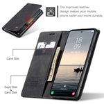 CASEME 013-serien för Samsung Galaxy S23 FE-skal i PU-läder, stativ, folio-fodral