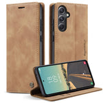 CASEME 013-serien för Samsung Galaxy S23 FE-skal i PU-läder, stativ, folio-fodral