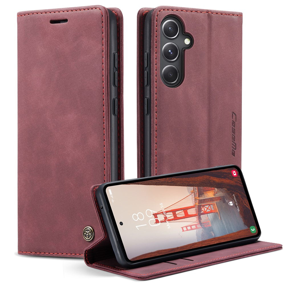 CASEME 013-serien för Samsung Galaxy S23 FE-skal i PU-läder, stativ, folio-fodral