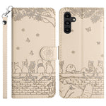 For Samsung Galaxy S23 FE Wallet Phone Cover Case Imprinted PU Leather Shell with Strap