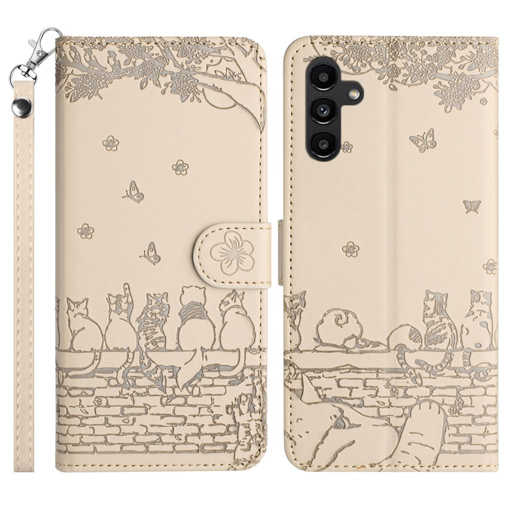 For Samsung Galaxy S23 FE Wallet Phone Cover Case Imprinted PU Leather Shell with Strap