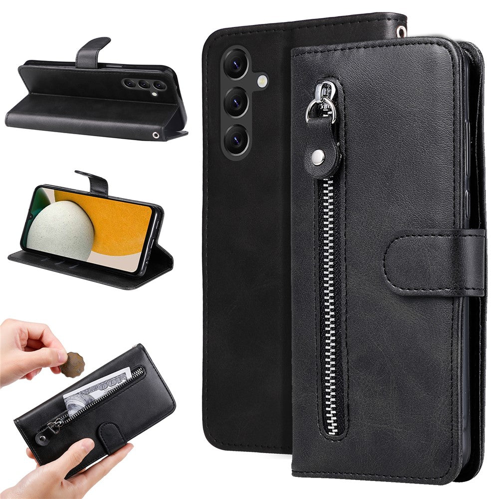 For Samsung Galaxy A15 4G Case Zipper Pocket Wallet PU Leather Phone Cover
