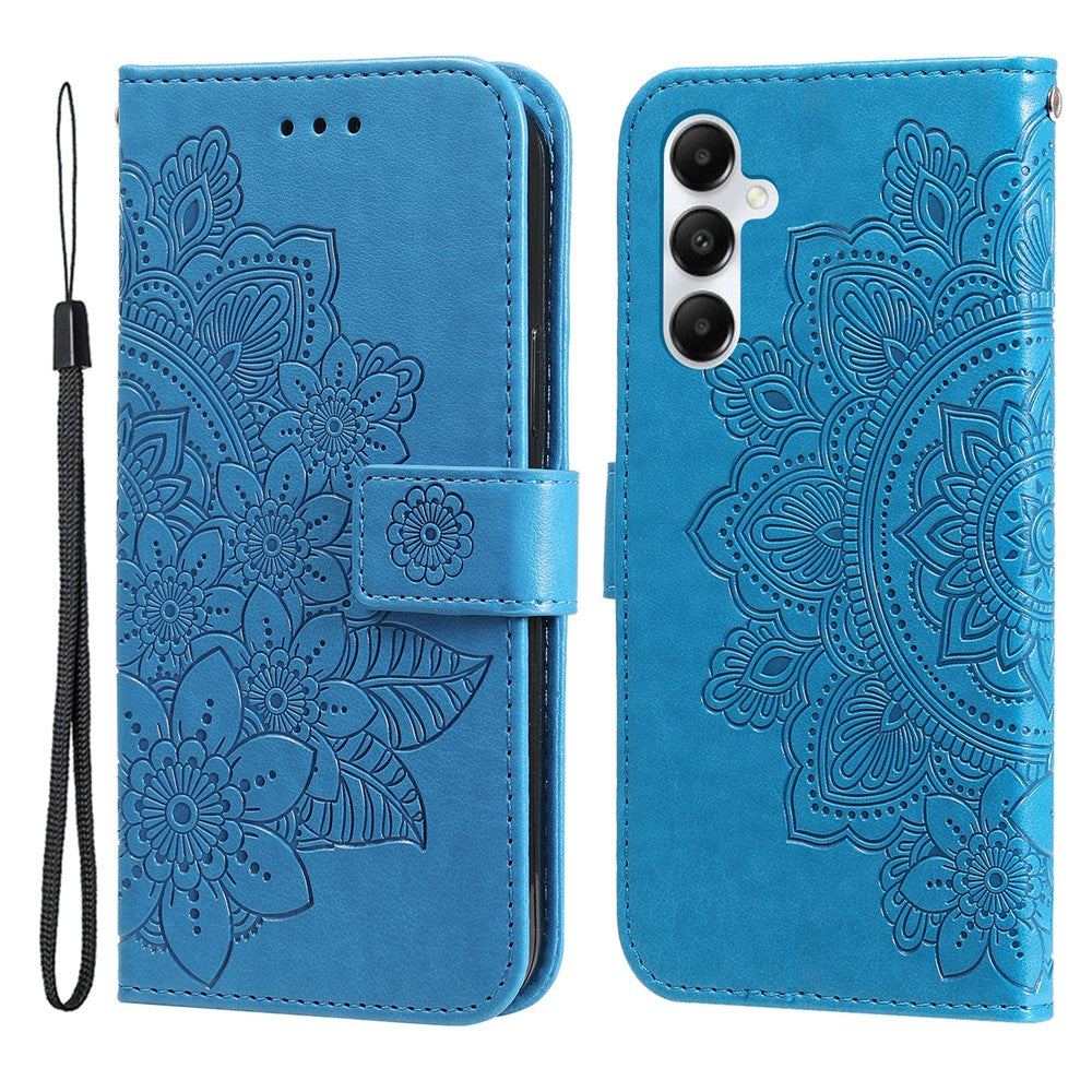 Samsung Galaxy A05s 4G-skal med blommönster i PU-läder, plånboksfodral med stativ