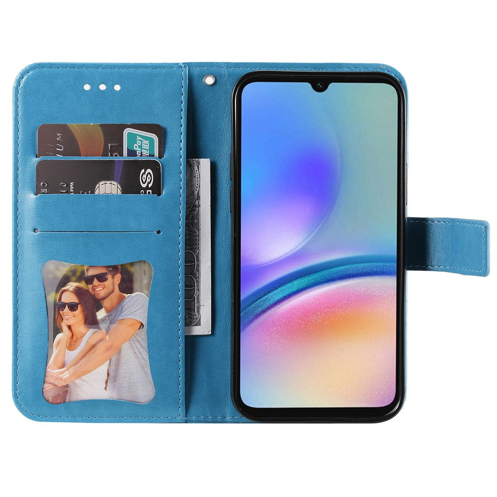 Samsung Galaxy A05s 4G-skal med blommönster i PU-läder, plånboksfodral med stativ