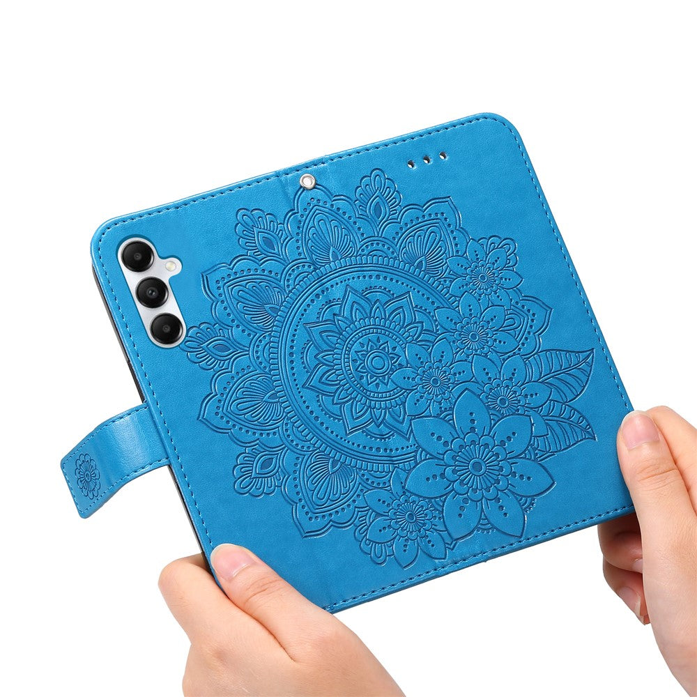 Samsung Galaxy A05s 4G-skal med blommönster i PU-läder, plånboksfodral med stativ