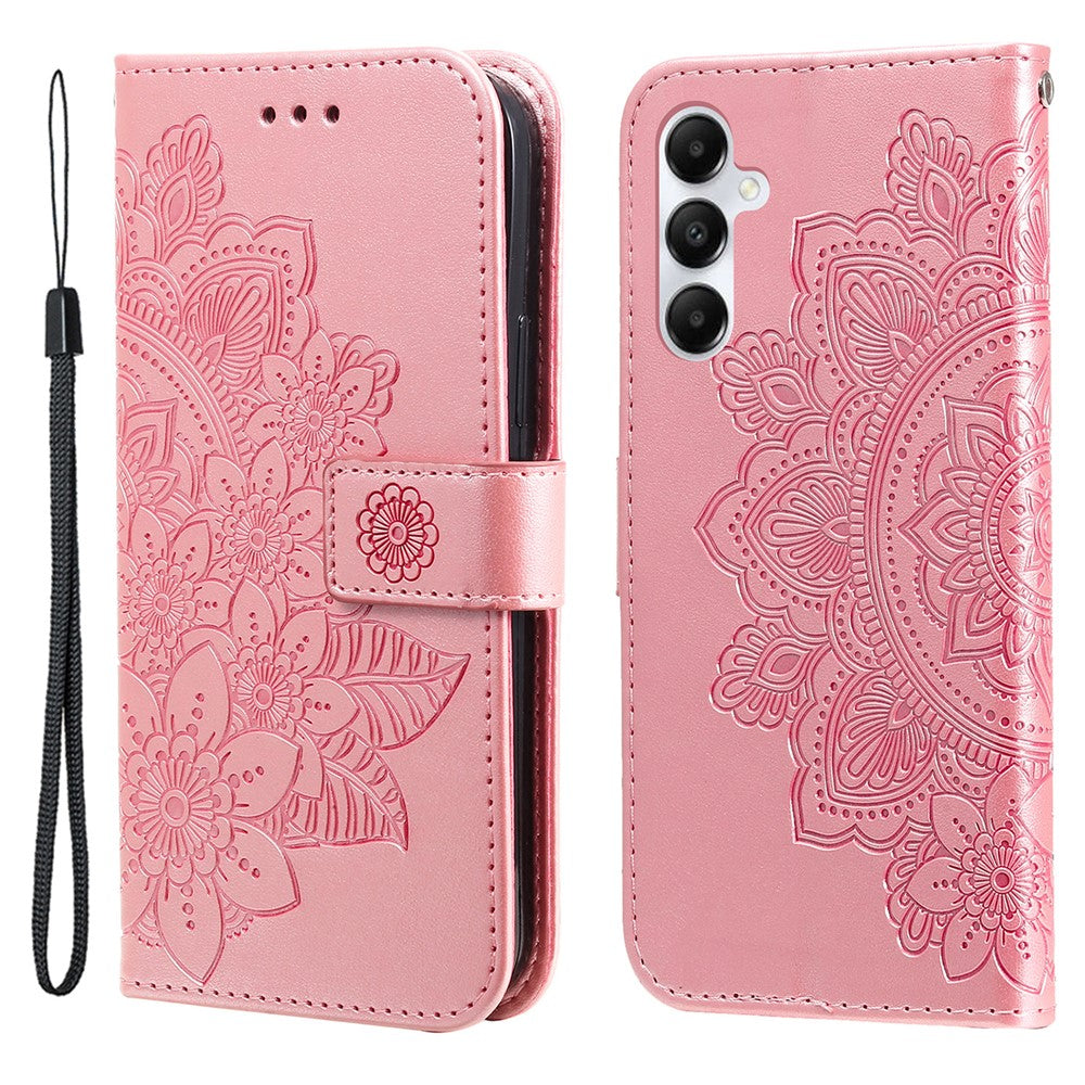 Samsung Galaxy A05s 4G-skal med blommönster i PU-läder, plånboksfodral med stativ