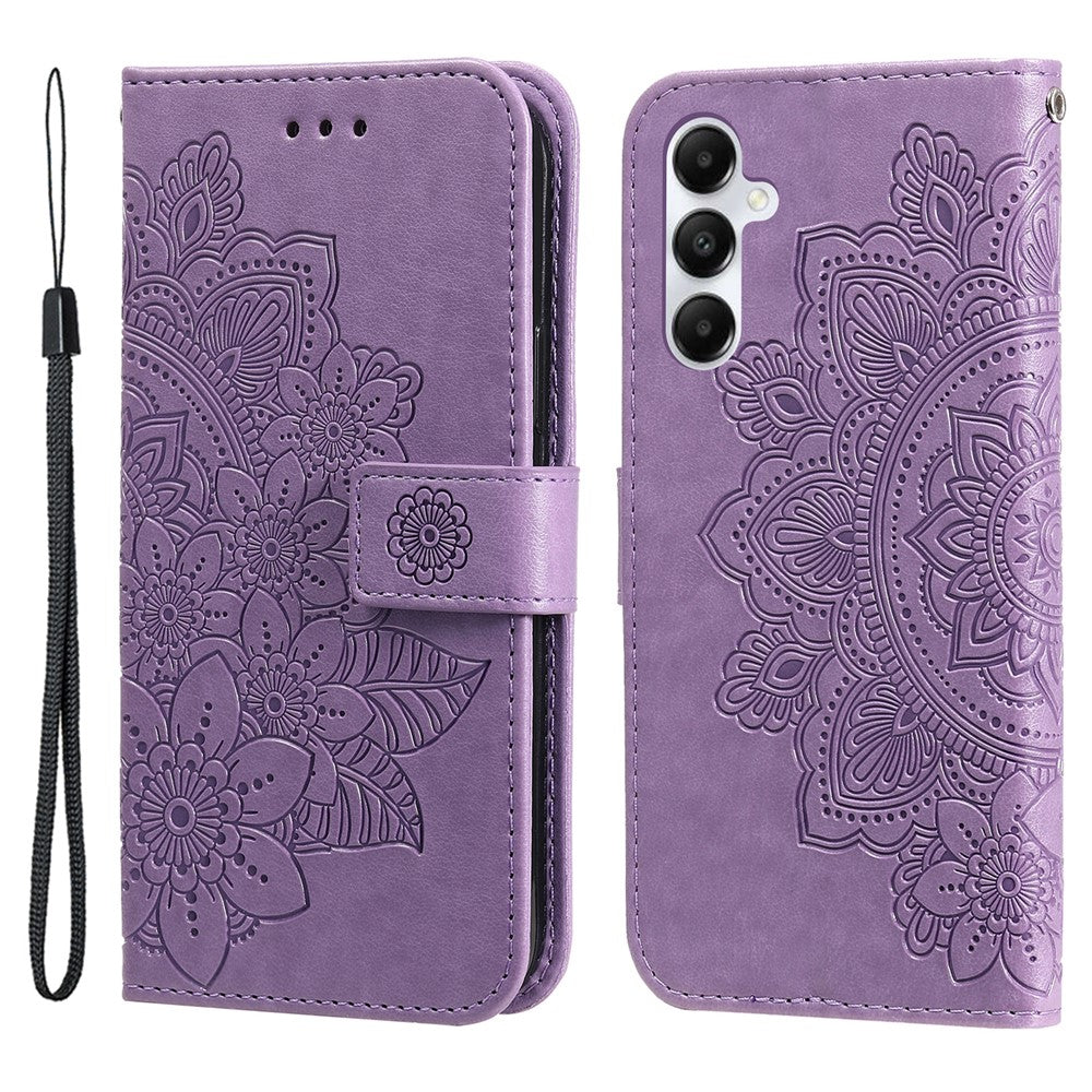 Samsung Galaxy A05s 4G-skal med blommönster i PU-läder, plånboksfodral med stativ