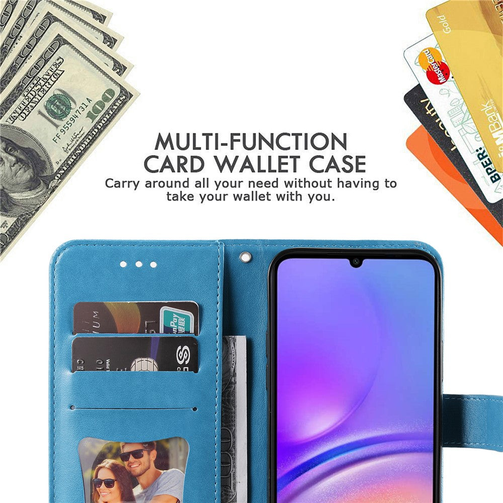 For Samsung Galaxy A05 4G Case Floral Pattern PU Leather Wallet Stand Phone Cover