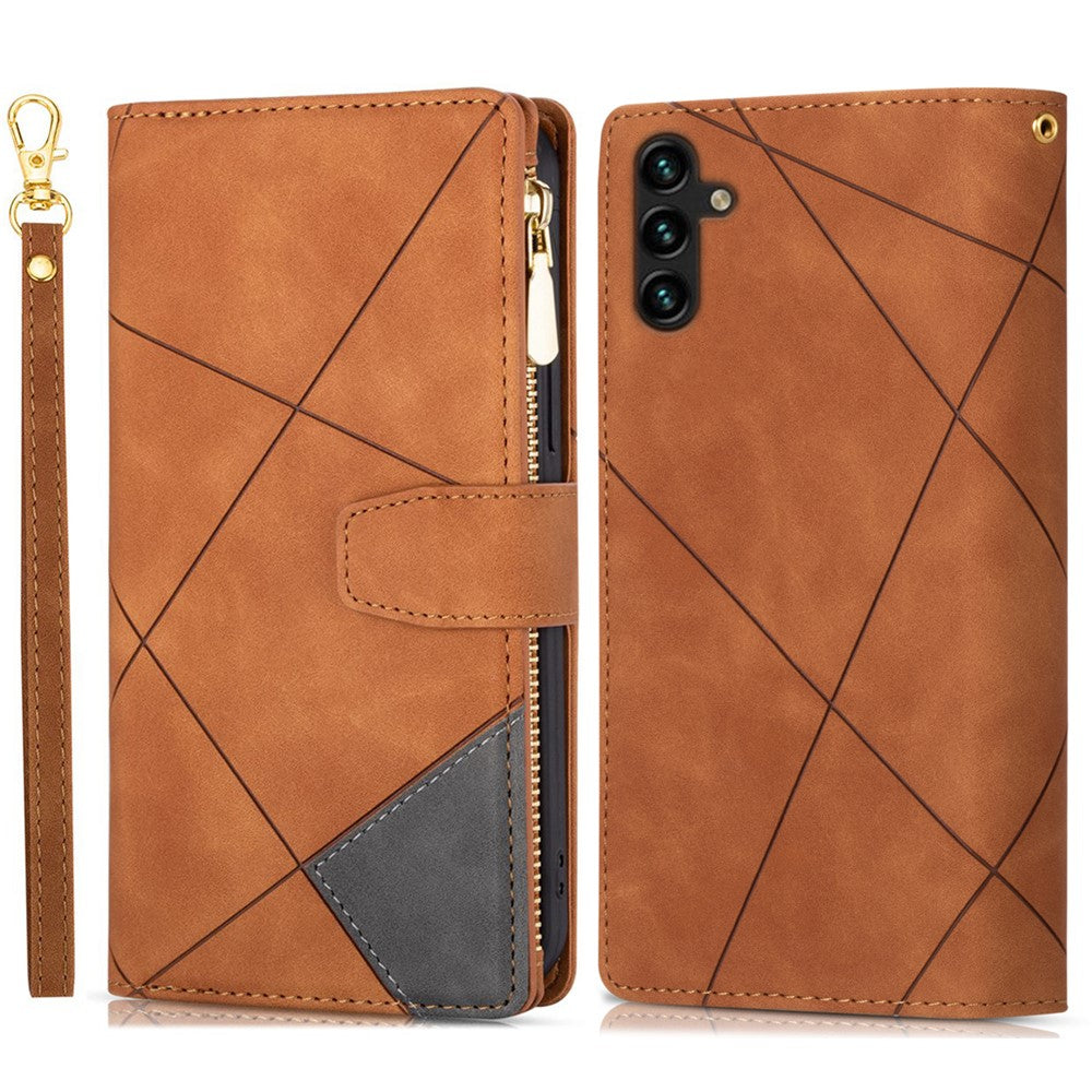 Til Samsung Galaxy A15 4G Cover, Linjer Præget Læderpung Telefoncover