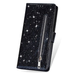 Til Samsung Galaxy A15 4G etui, glitteret PU lædercover med lynlåslomme