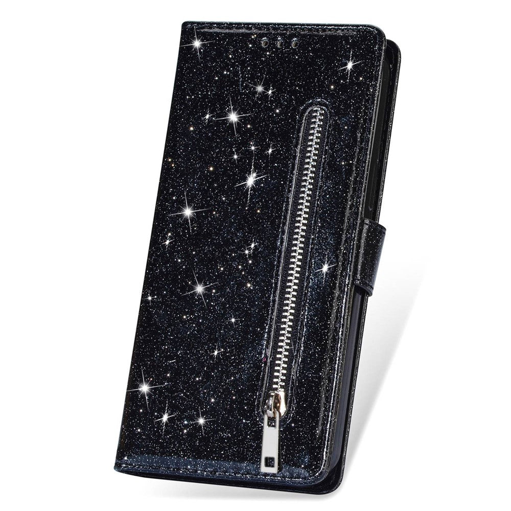 For Xiaomi Redmi 12 4G / 5G (Global) / Poco M6 Pro 5G Case Zipper Pocket Glittery Leather Cover