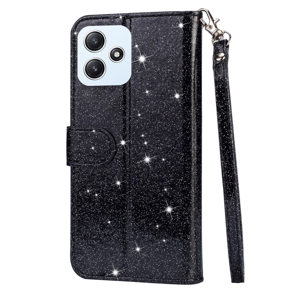 For Xiaomi Redmi 12 4G / 5G (Global) / Poco M6 Pro 5G Case Zipper Pocket Glittery Leather Cover