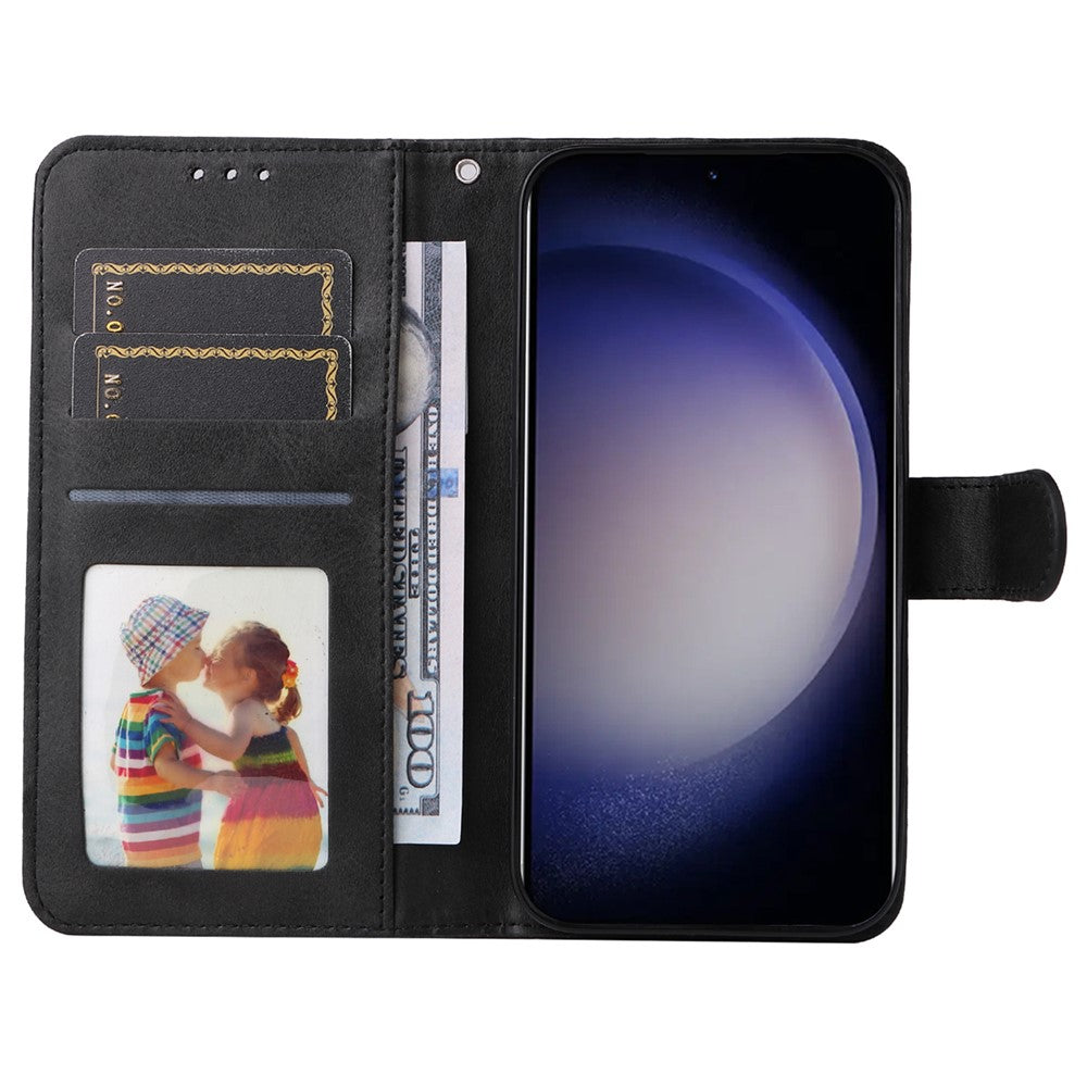 For Samsung Galaxy S24 Case PU Leather Calf Texture Stand Folio Phone Cover