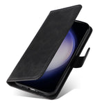 For Samsung Galaxy S24 Case PU Leather Calf Texture Stand Folio Phone Cover