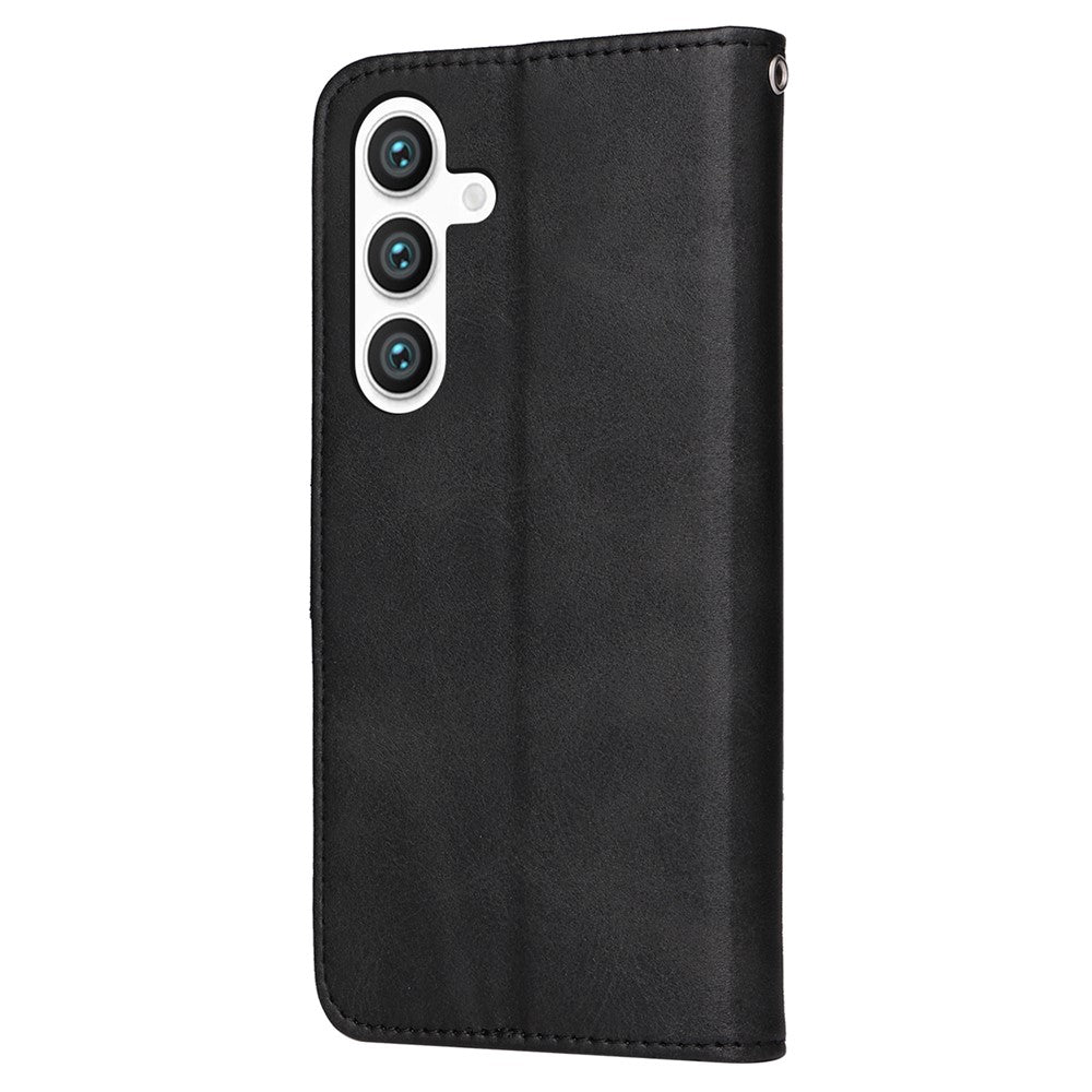 For Samsung Galaxy S24 Case PU Leather Calf Texture Stand Folio Phone Cover
