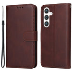 For Samsung Galaxy S24 Case PU Leather Calf Texture Stand Folio Phone Cover