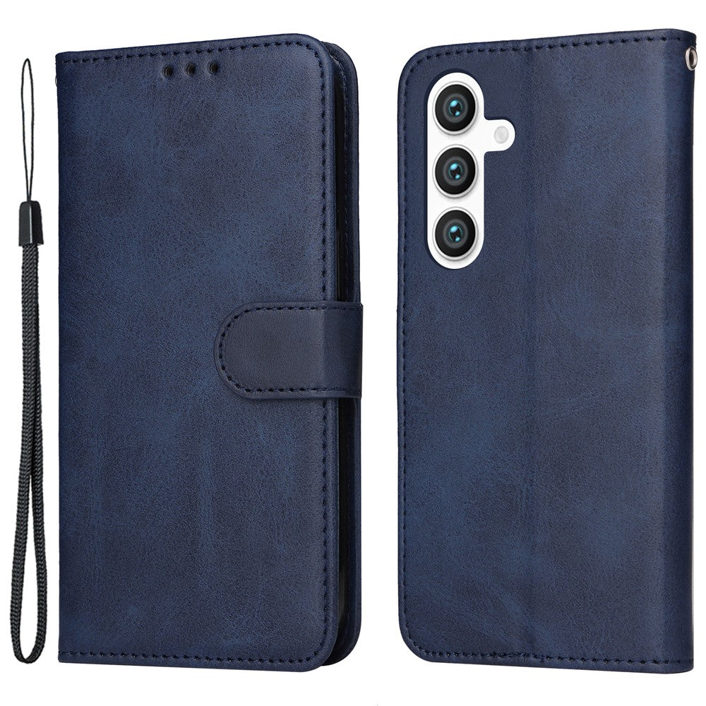 For Samsung Galaxy S24 Case PU Leather Calf Texture Stand Folio Phone Cover