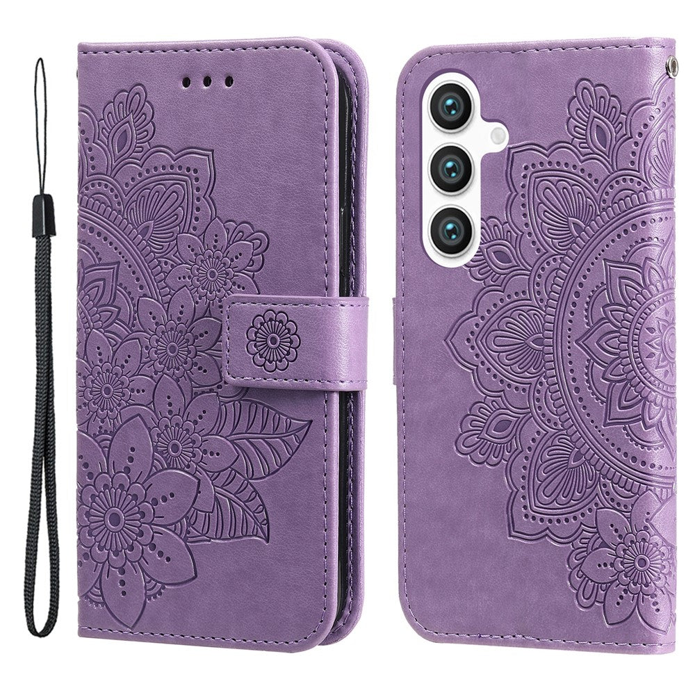 For Samsung Galaxy S24+ Case Floral Pattern PU Leather Wallet Stand Phone Cover