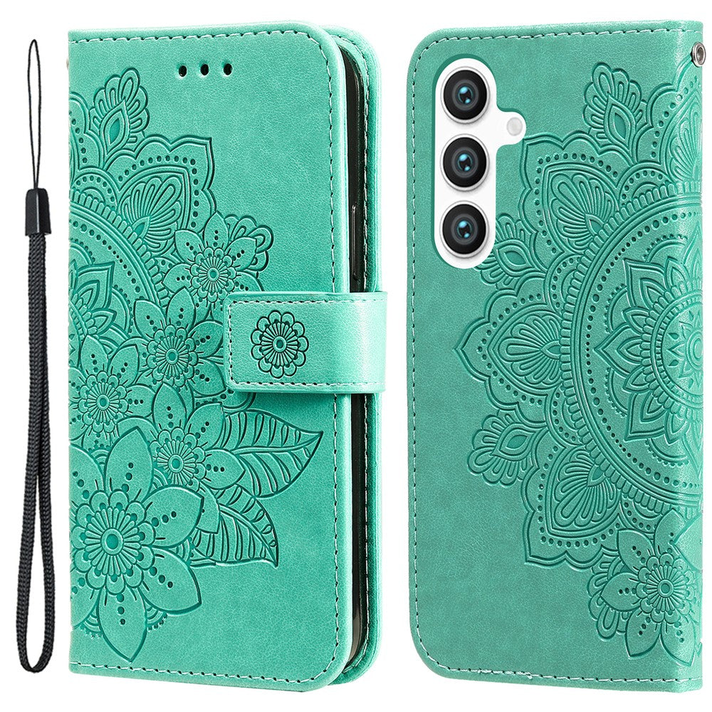 For Samsung Galaxy S24+ Case Floral Pattern PU Leather Wallet Stand Phone Cover